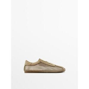 Massimo Dutti Brown Leather & Mesh Sneakers Size 40